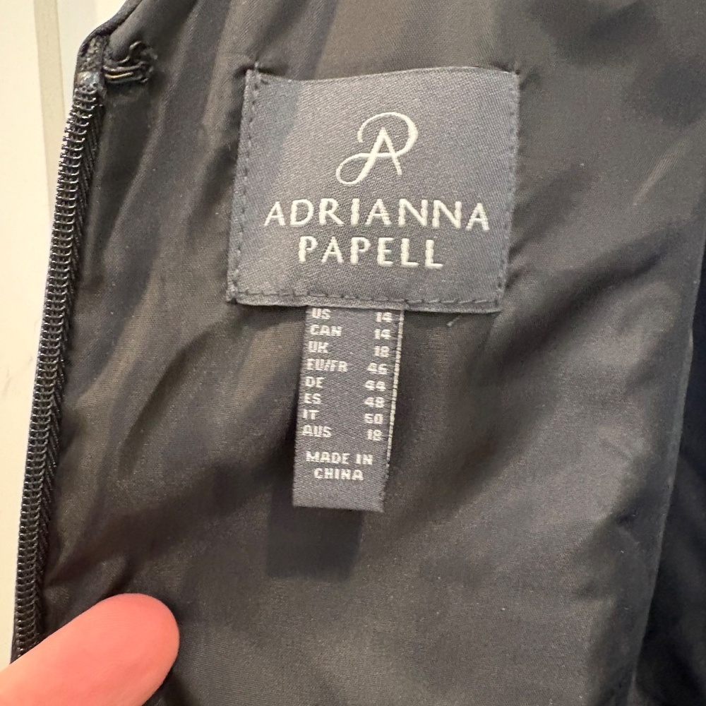 Adrianna Papell Sleeveless Mikado Fit And Flare Midi Dress With V-Back In Black - Picture 8 of 10